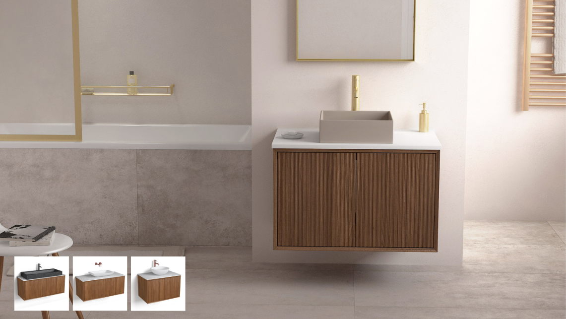 meuble salle de bain double rangement minimalisme 