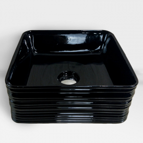 Vasque à poser carrée, céramique, noir brillant - 38 x 38 cm, Strip - image 2