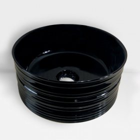 Vasque à poser en céramique, noir brillant - Ø40cm, Strip - image 2