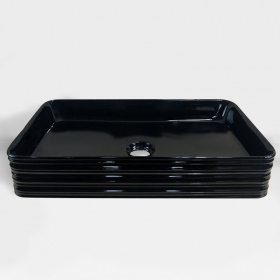 Vasque à poser rectangulaire, céramique, noir brillant - 68 x 38 cm, Strip - image 2