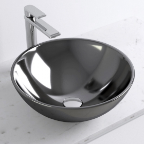 Vasque à poser ronde en céramique, argent - Ø40 cm - Balea - image 2