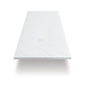 Receveur de douche 90x140, 160 ou 200 cm. Grille blanche, Composite Blanc, Fjord - image 2