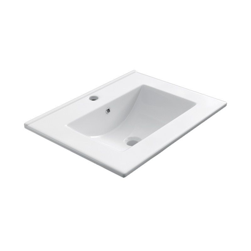 Meuble salle de bain suspendu 60 ou 80 cm, Blanc brillant, 1 tiroir + vasque céramique, Caruso - image 2