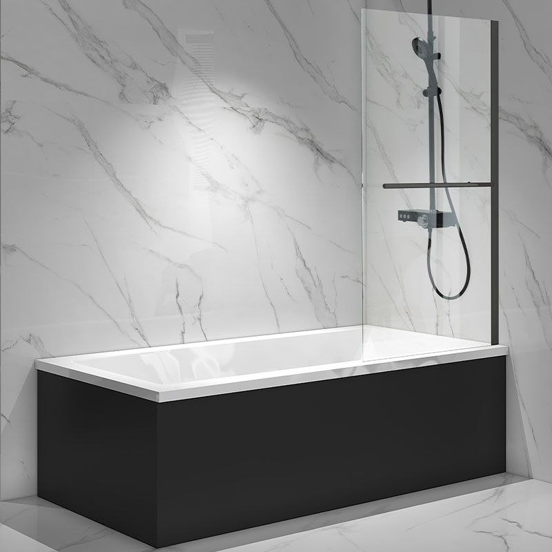 Pare-baignoire fixe avec porte-serviettes, 70 ou 80 x 140 cm, profilé noir mat, Palma 2 - image 2