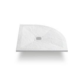 Receveur de douche 1/4 de rond 80 ou 90 cm, grille blanche, Composite Blanc, Fjord - image 2