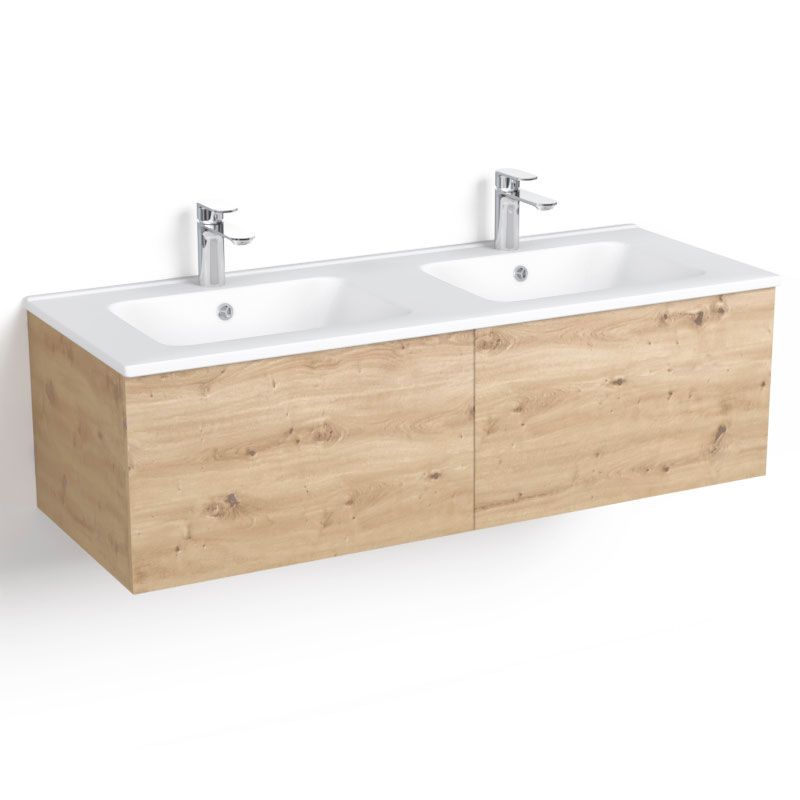 Meuble salle de bains 120 cm, Amazonia, avec tiroirs et double vasques céramique Blanc Mat, Caruso - image 2