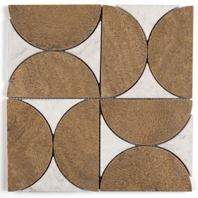 Mosaïque, 24,5x24,5 cm, crème et imitation bois, Circle