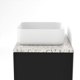 Meuble suspendu 60 cm pour vasque à poser, Noir et Plan Terrazzo Kala White, Caruso - image 2