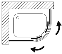 1/4 de rond ciao rectangulaire 4 parois: schema technique d'une paroi de douche