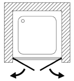 porte de douche a 2 battants ciao 61 a 93 cm : schéma technique d'un porte de douche