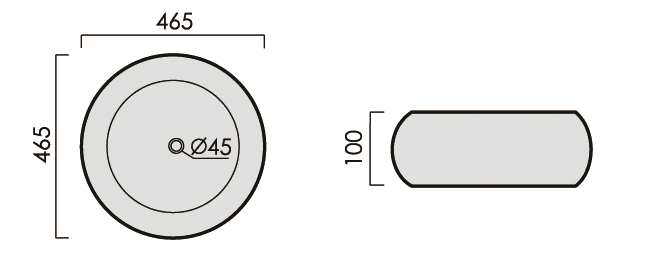 Schéma technique : vasque à poser ronde pure 46