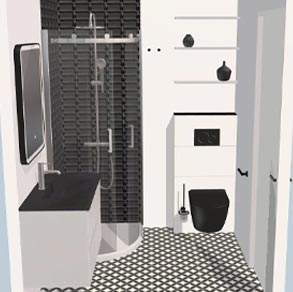 Salle de bains intemporelle en noir et blanc