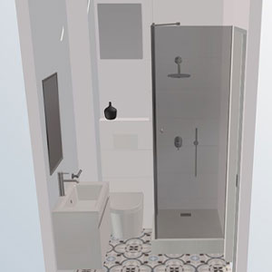 Salle de bain moderne avec carreaux de ciment