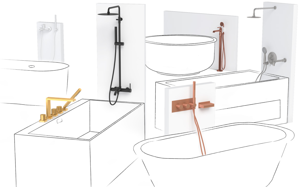 Robinet Mitigeur baignoire lavabo salle de bain design rétro téléphone & Flexibl