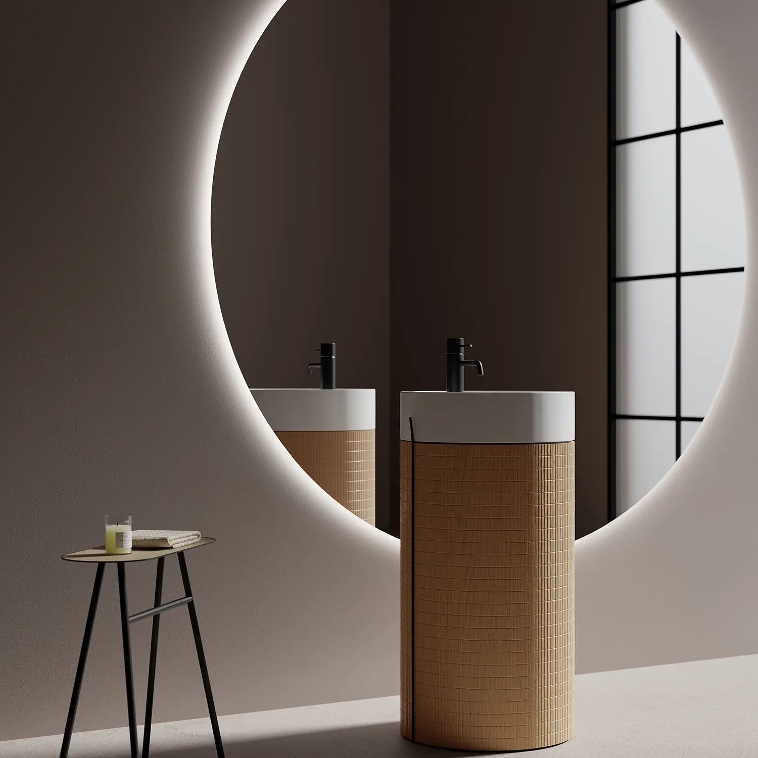 meuble de salle de bain rond