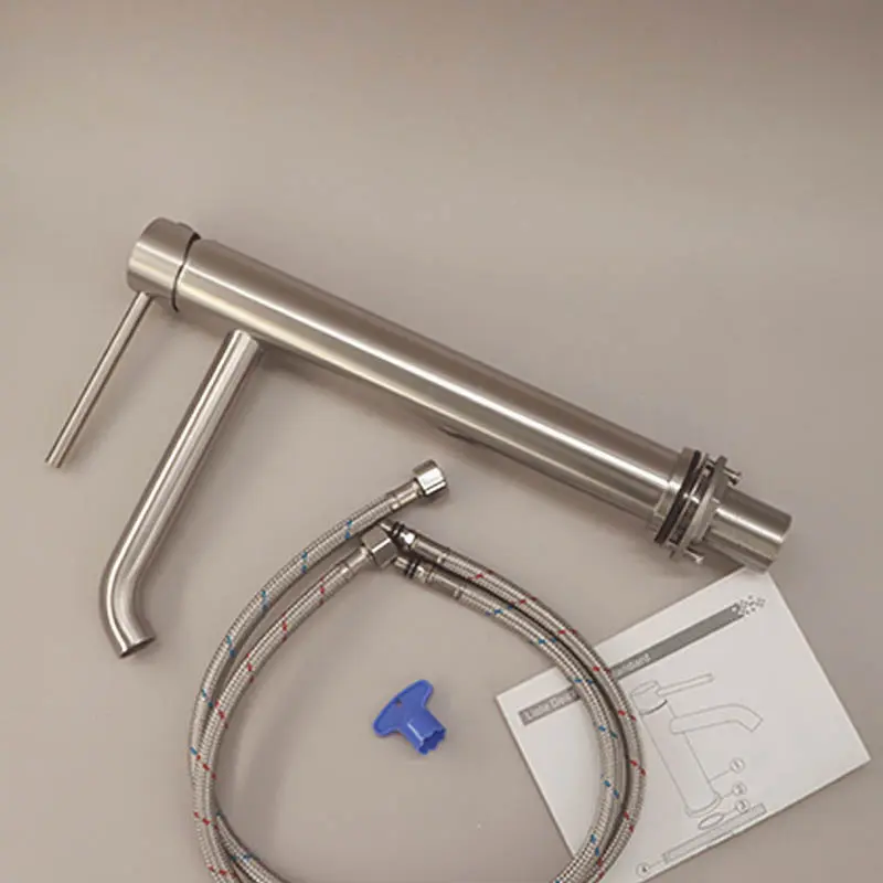 Mitigeur lavabo haut inox brossé, Châtelet