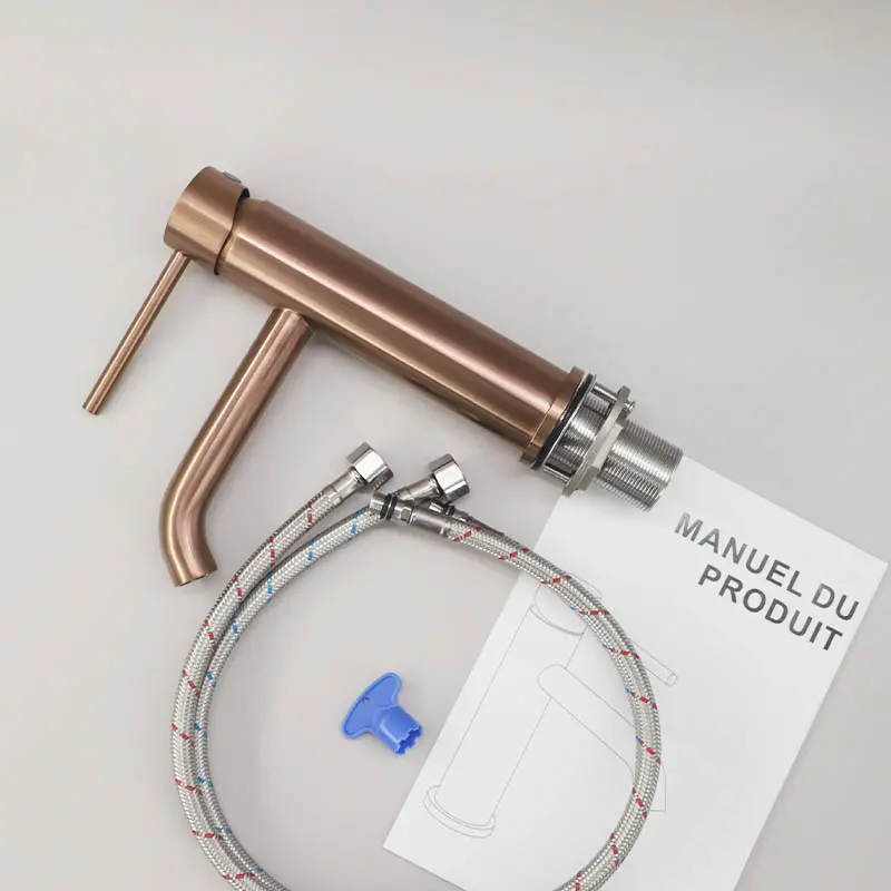 Robinet mitigeur lavabo doré rose brossé, Châtelet