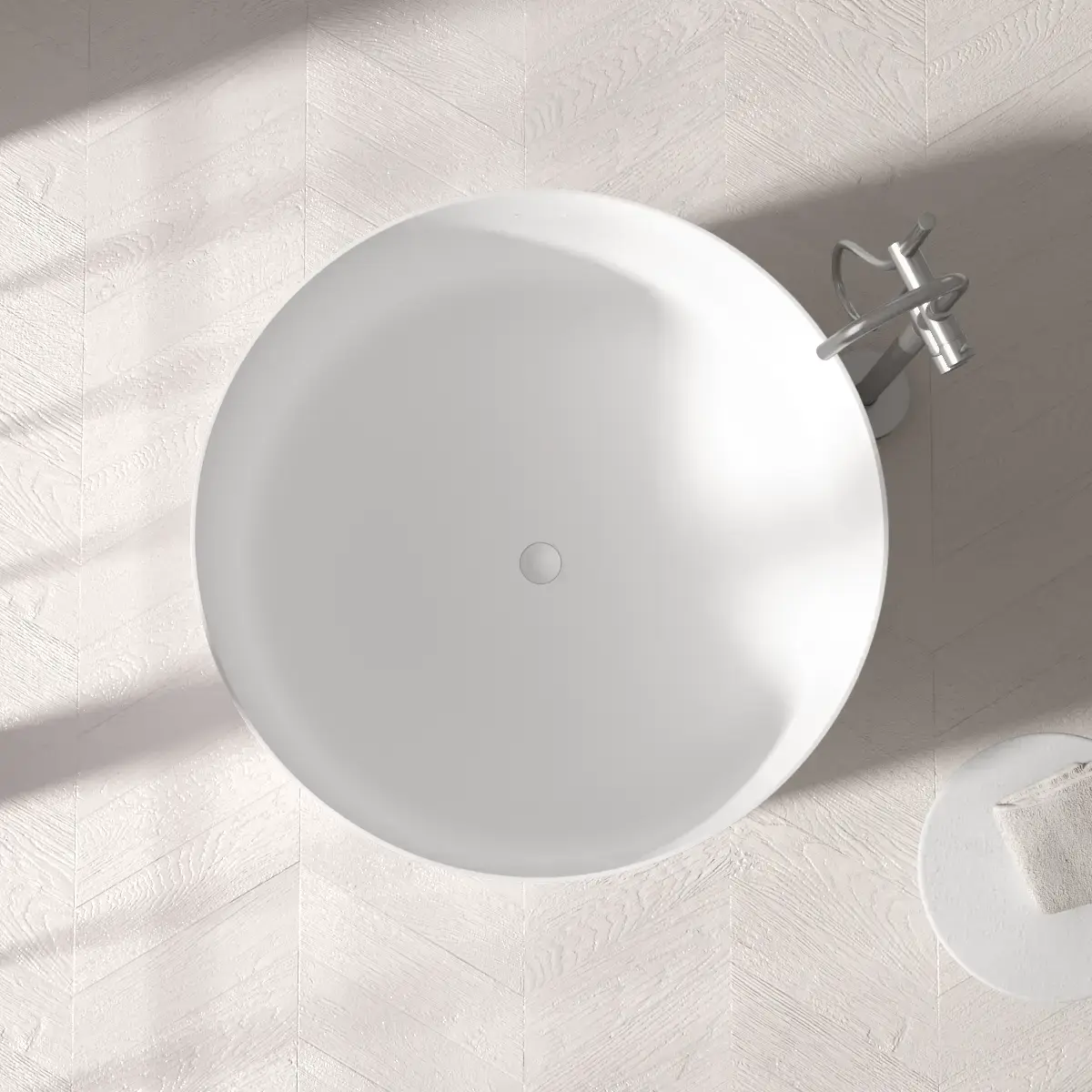 Baignoire Ilot Ronde 105X68 Solid Surface, Yokuso