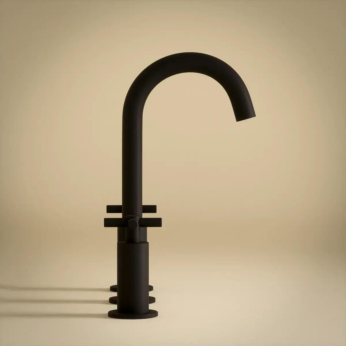 Robinet mélangeur lavabo 3 trous, noir mat, Cross II