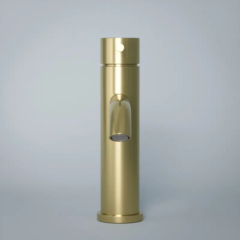 Robinet mitigeur lavabo doré brossé, Châtelet (2).webp