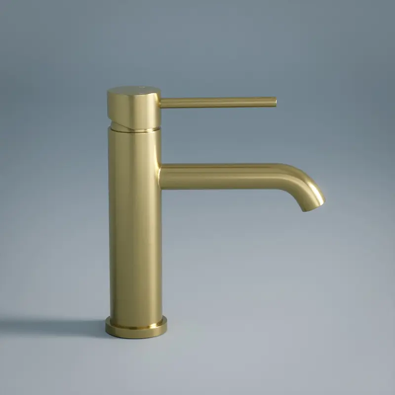 Robinet mitigeur lavabo doré brossé, Châtelet (1).webp