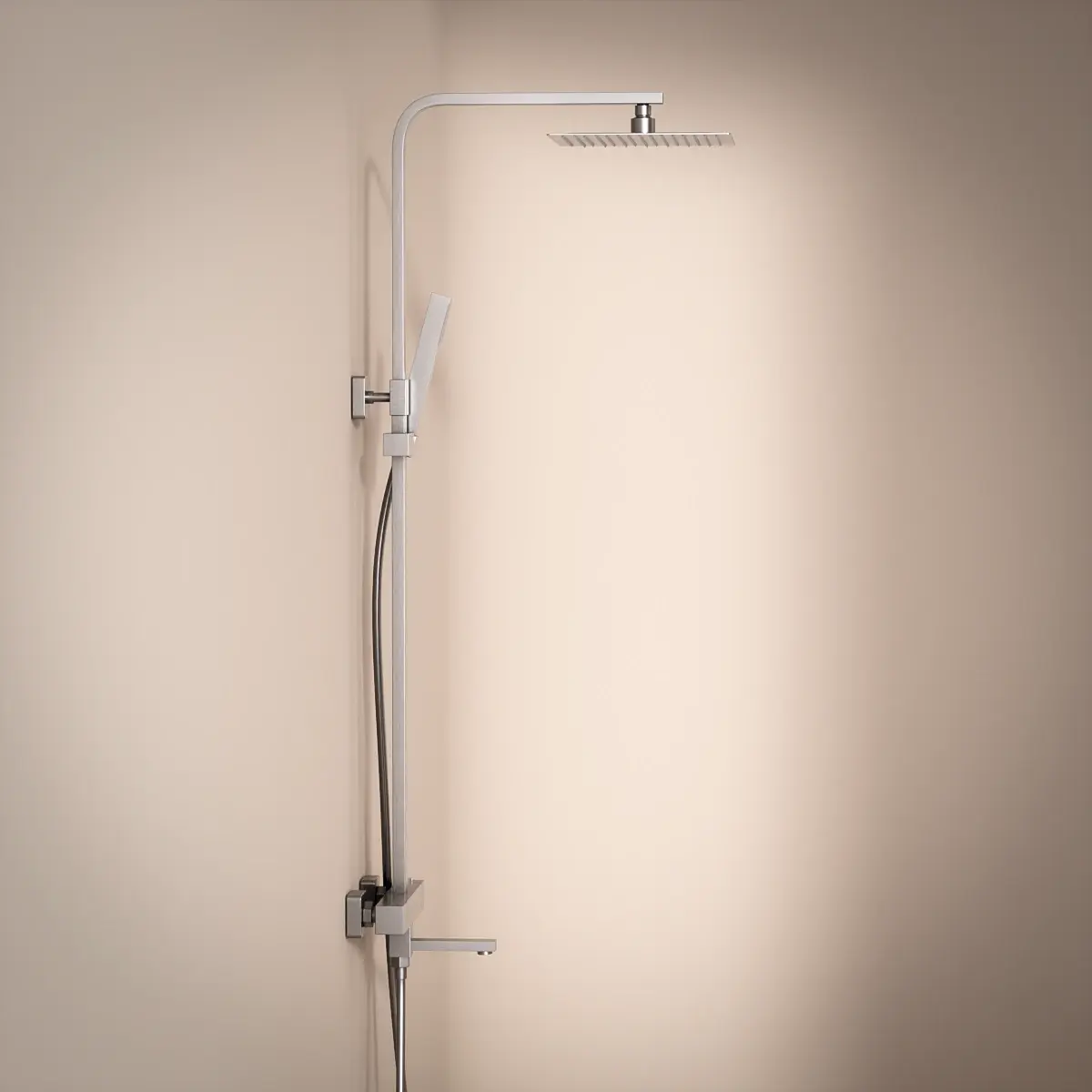 Colonne bain-douche avec mitigeur thermostatique, inox brossé avec douchette tube, Tuileries
