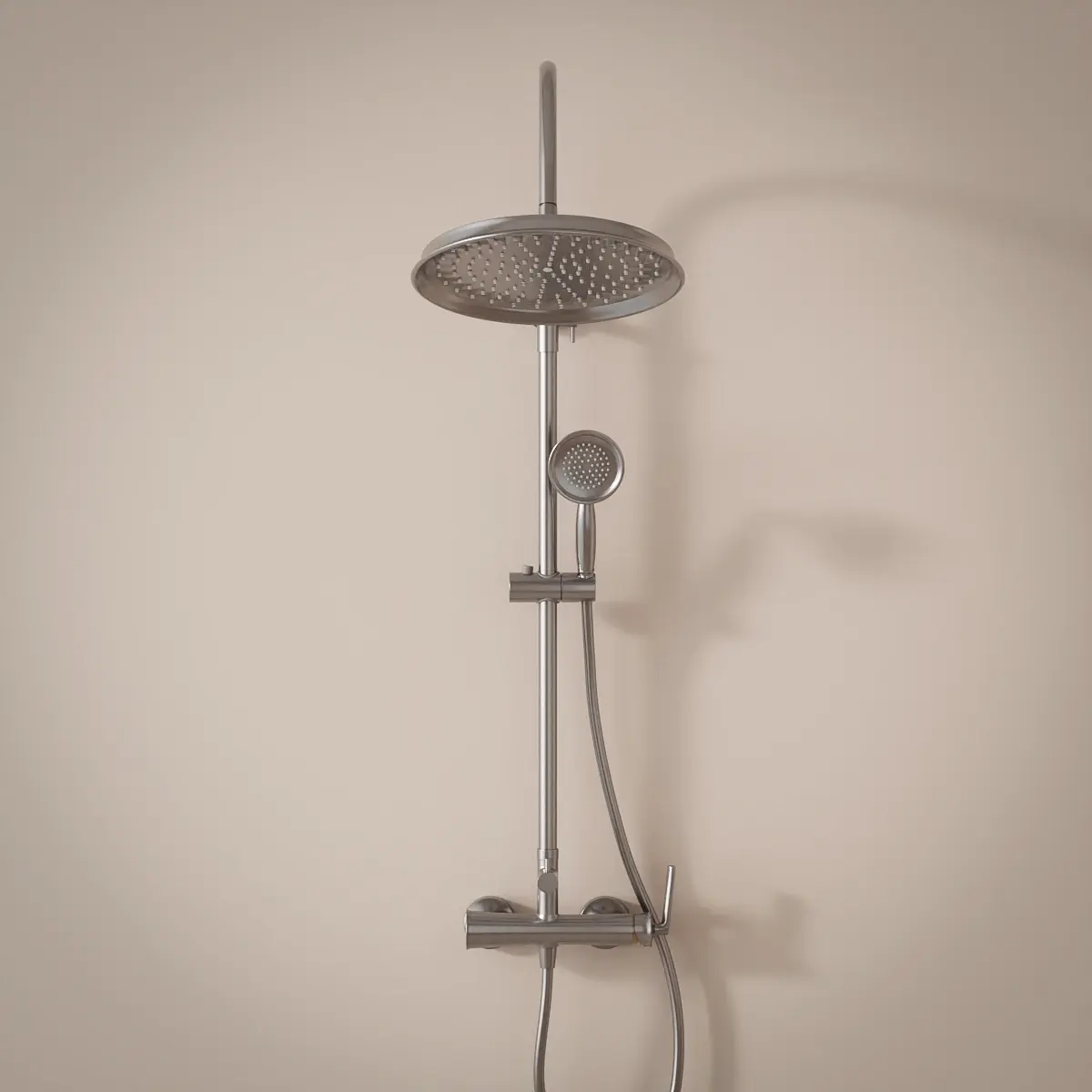 Colonne de douche avec mitigeur mécanique, inox brossé Art Déco