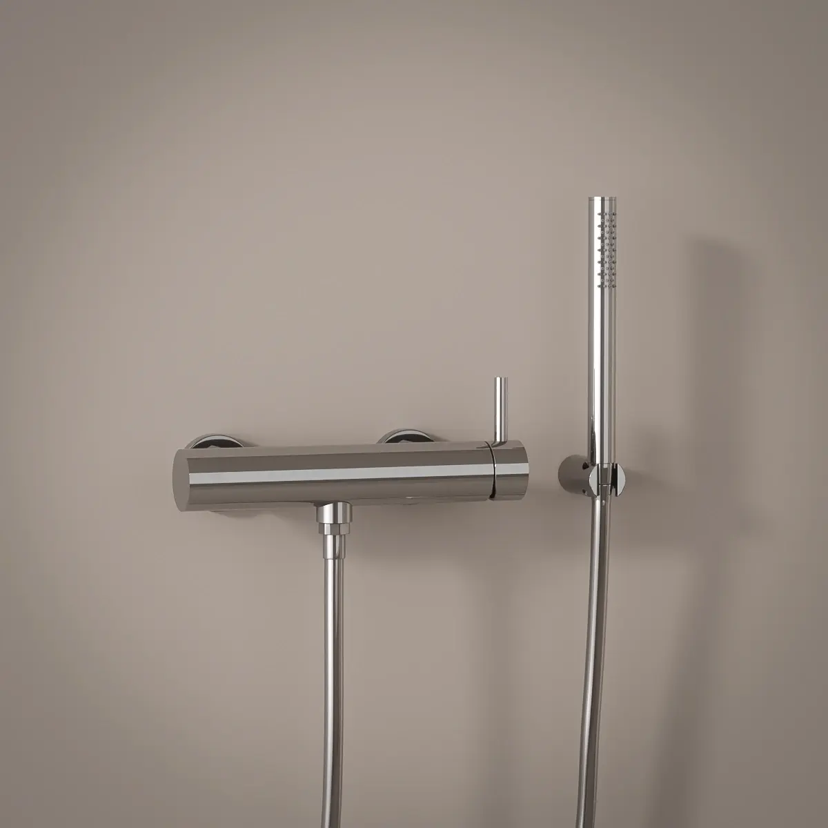 Mitigeur douche externe, crochet et douchette tube, chrome, Châtelet