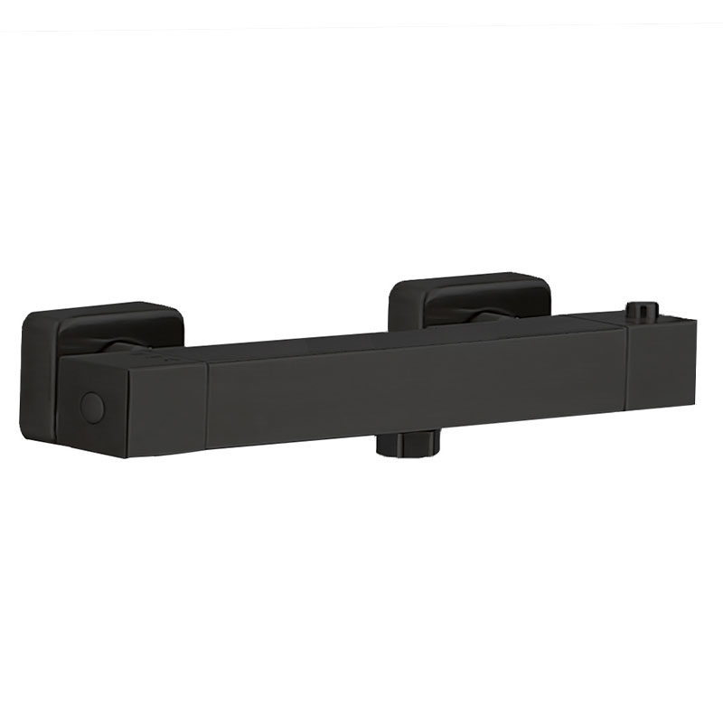 Auralum Mitigeur Thermostatique de Douche Noir en laiton Robinet de Douche Mural avec