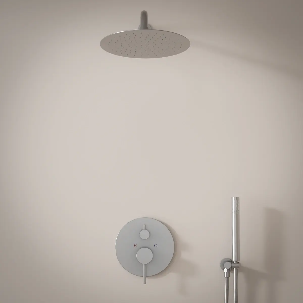 Pack robinetterie mitigeur douche à encastrer, inox brossé, 2 sorties, Châtelet