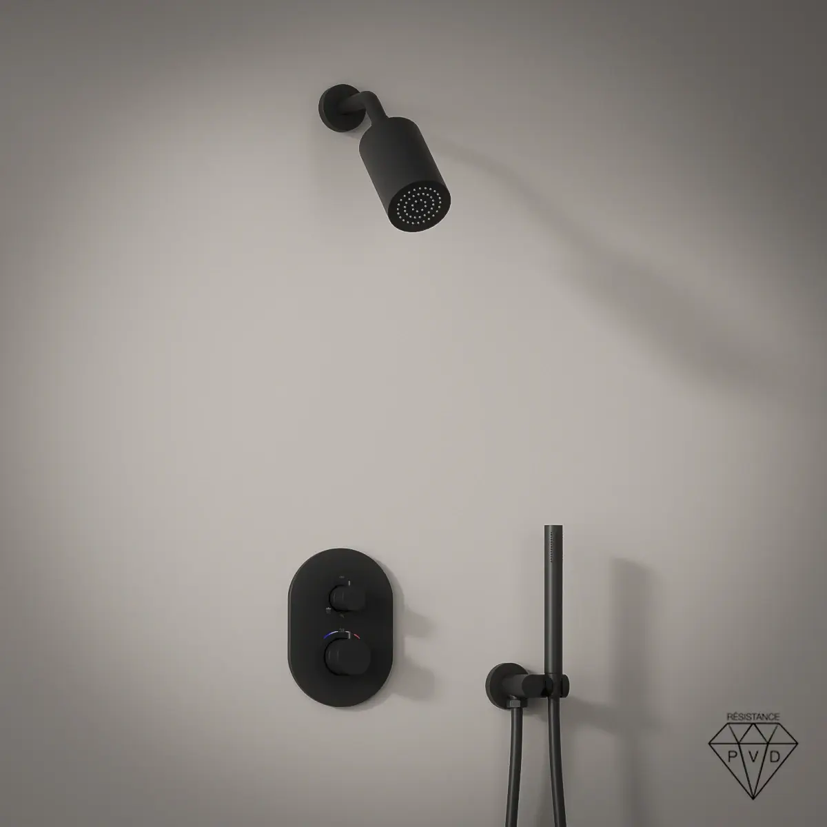 Douche thermostatique, douche épaule, noir, Châtelet