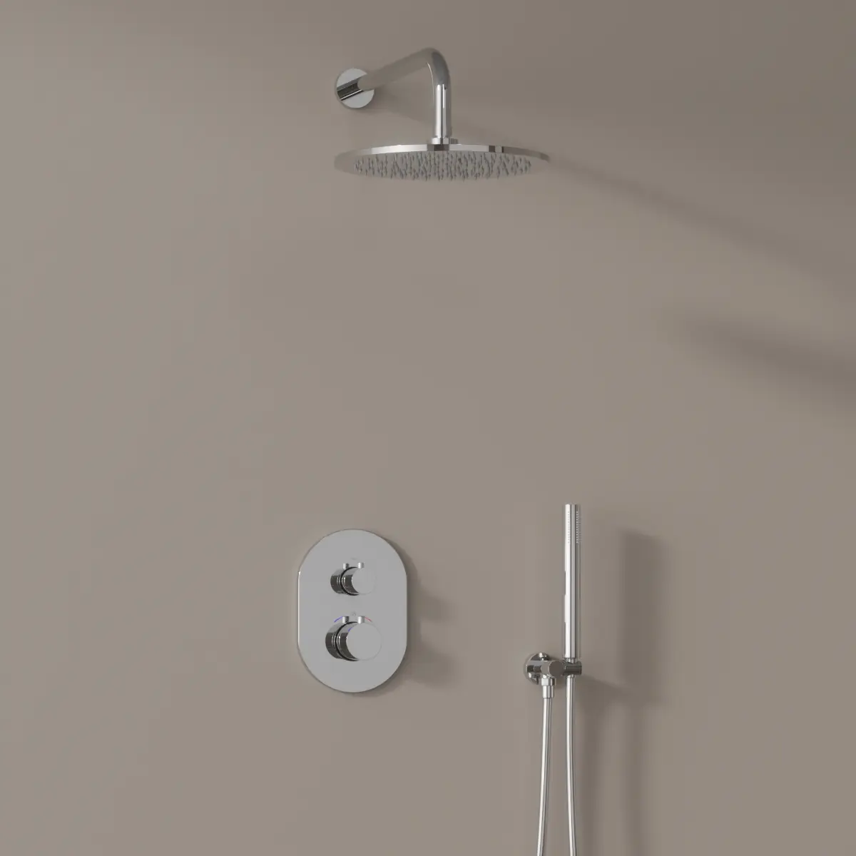 Composition mitigeur de douche thermostatique encastré chromé, Châtelet