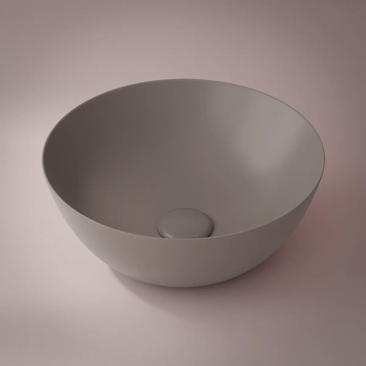 Vasque à poser ronde 41 x 37 cm, gris moyen, céramique, Porcelaine de Paris