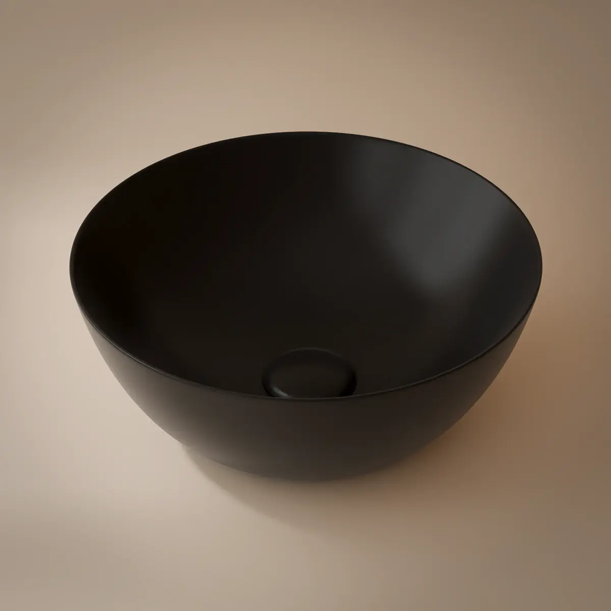 Vasque à poser ronde 41 x 37 cm noir mat, céramique, Porcelaine de Paris