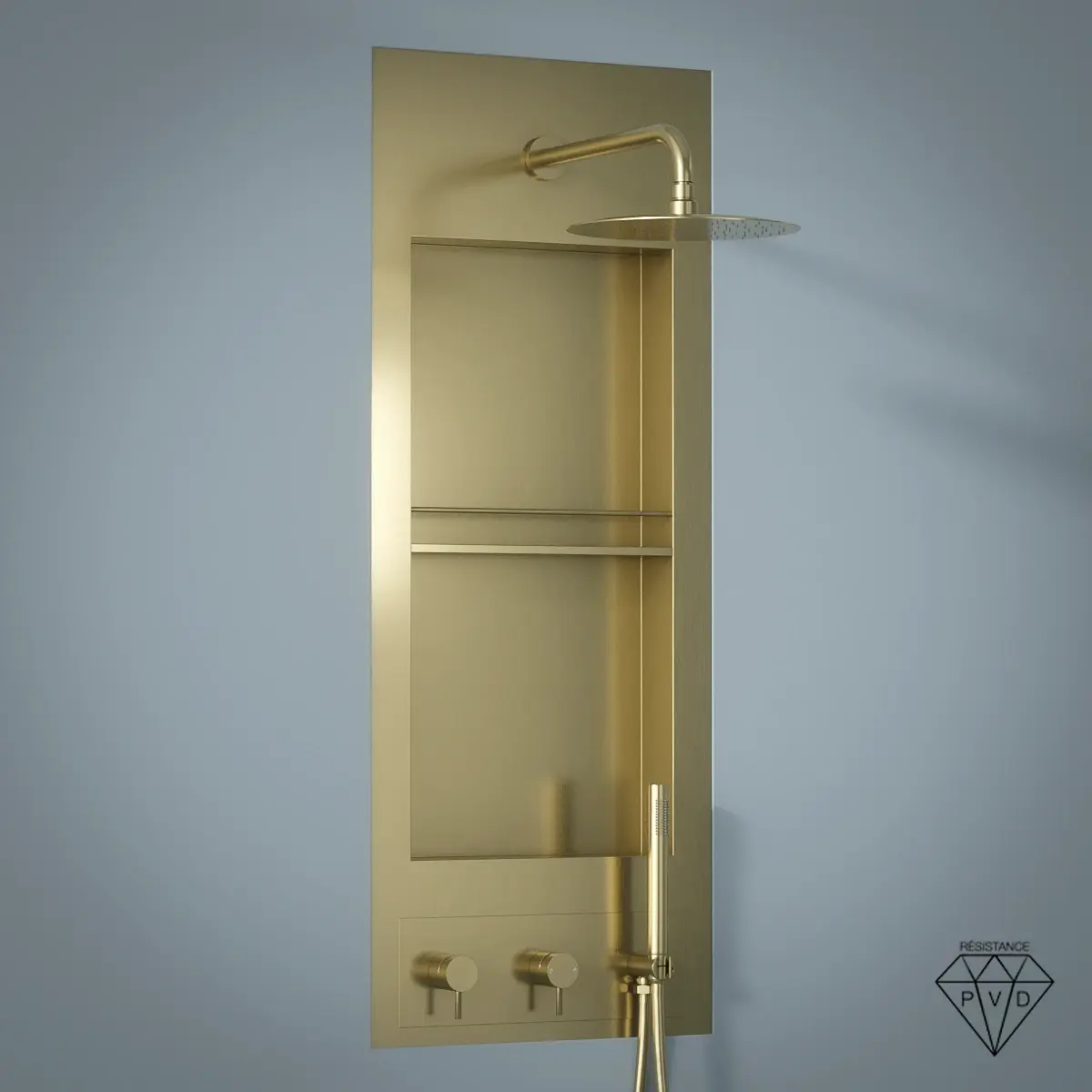 Douche Encastrée avec Niche, Doré Brossé, Châtelet 