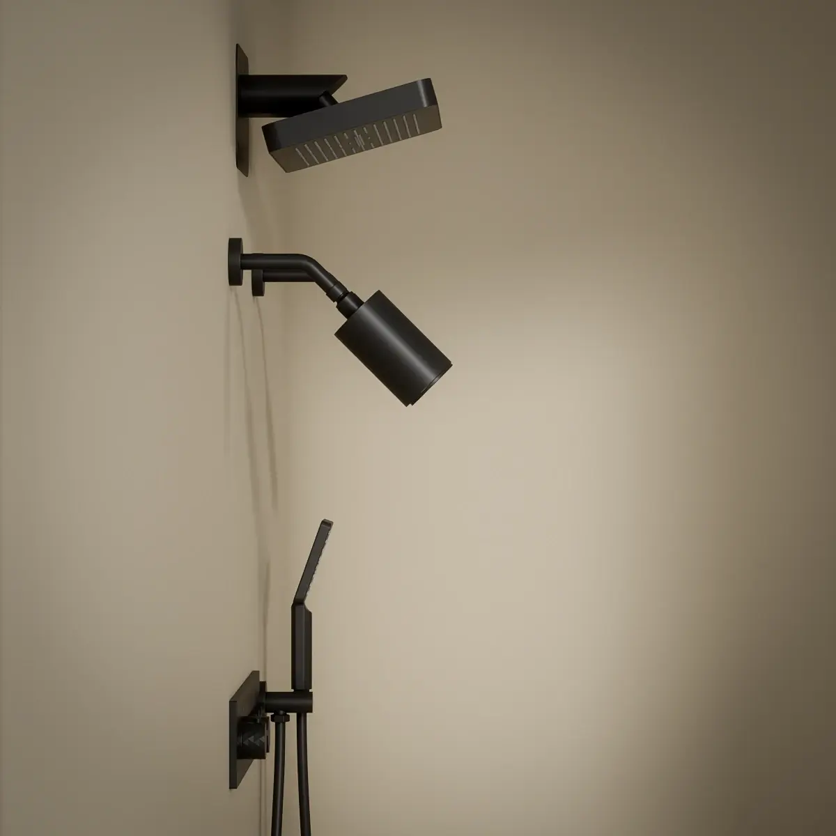 Douche thermostatique, ciel de douche carré et douches épaules, noir Châtelet