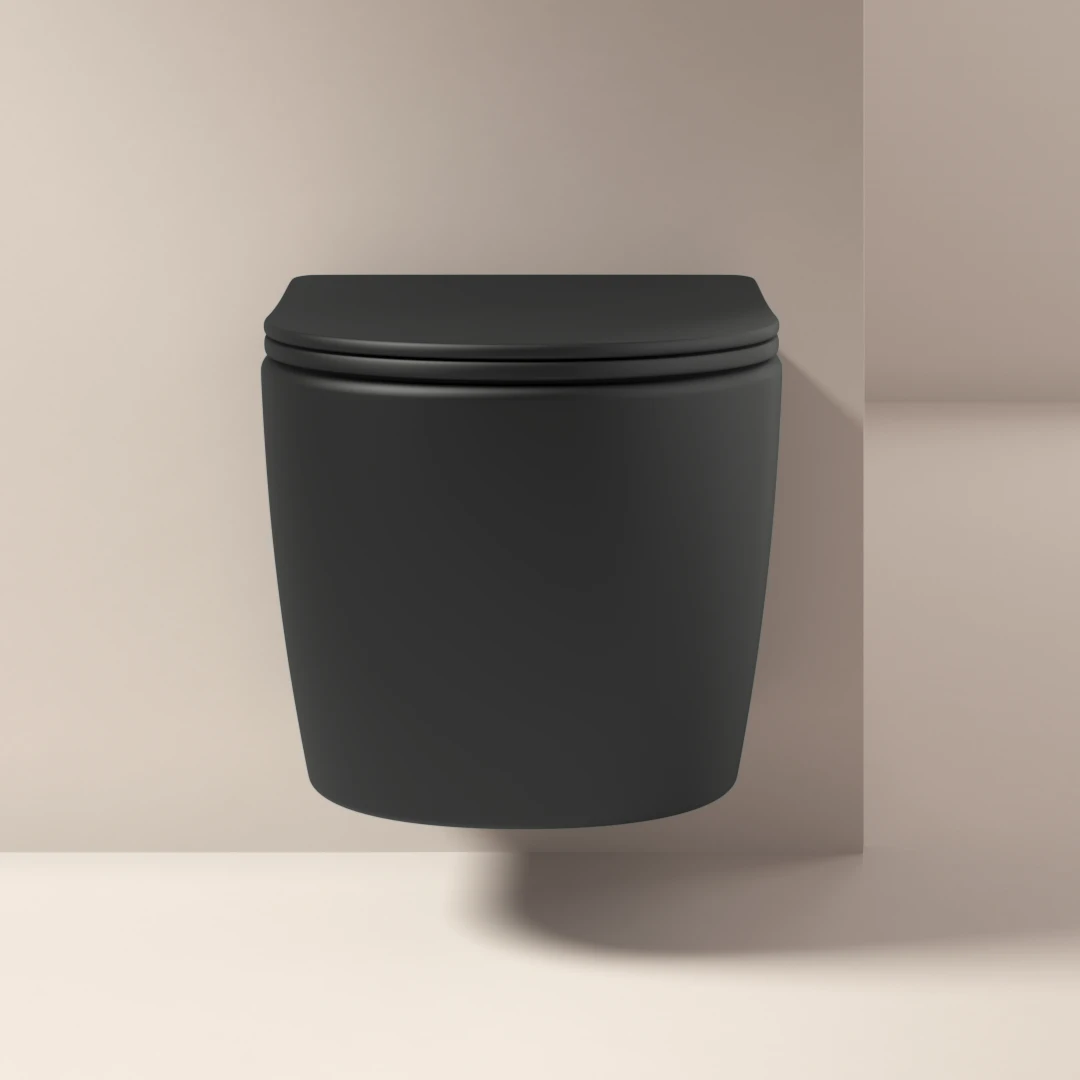 WC Suspendu compact, 49x37 cm, Celia, Noir mat