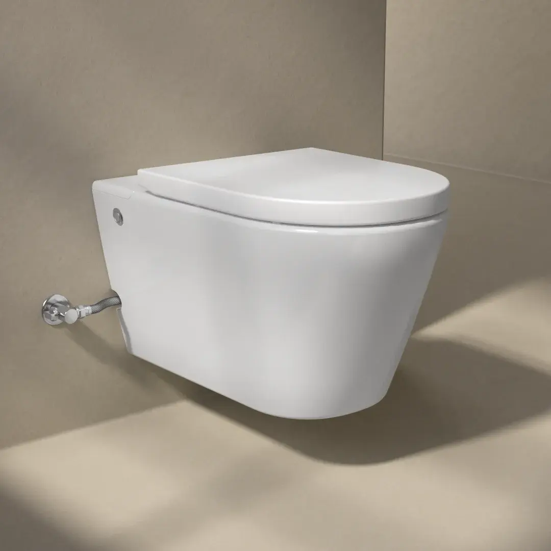 WC suspendu ne nécessitant pas de réservoir + abattant + bâti-support, W1.0