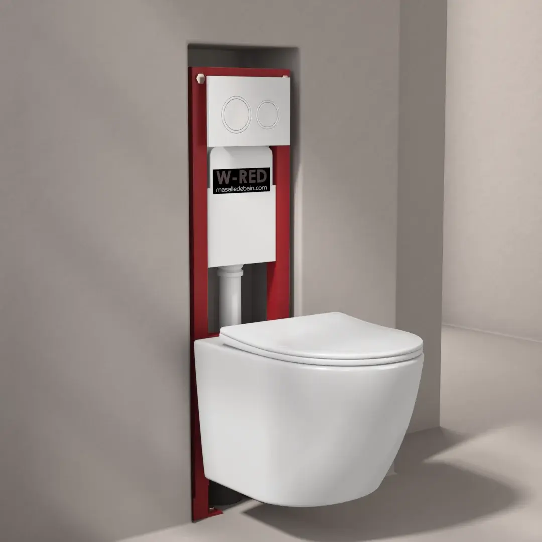 Pack Bati-support ETROIT Autoportant W-RED+ plaque blanche + WC Kivu