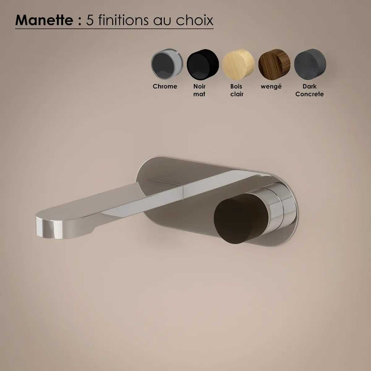 Mitigeur Lavabo encastré, chromé, manette personnalisable, Flow Round