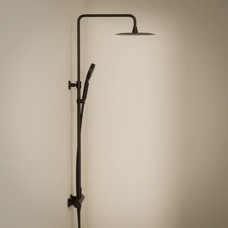 Colonne de douche avec mitigeur mécanique Ø25cm, avec douchette multifonction, noir brossé, Châtelet III 