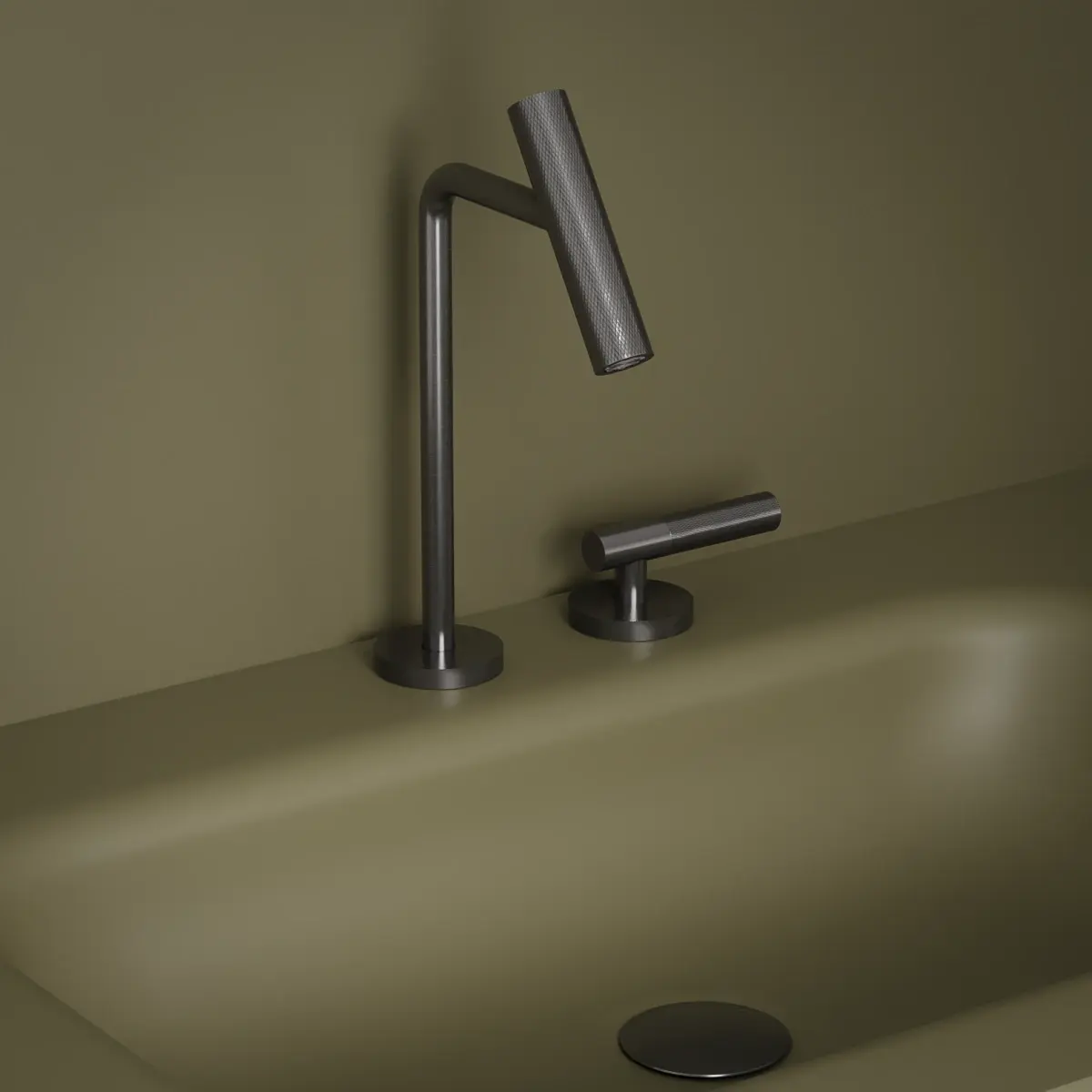 Mitigeur lavabo 2 trous, hauteur standard, Gun Metal, Honfleur