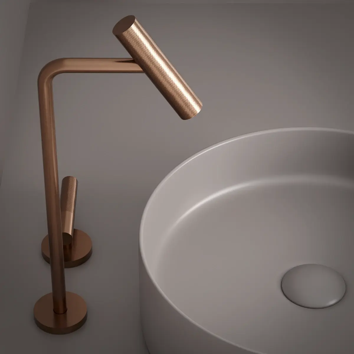 Mitigeur lavabo 2 trous, hauteur surélevée, Doré rose brossé, Honfleur