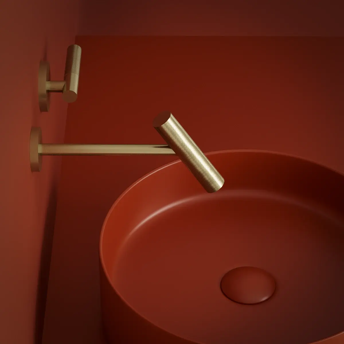 Mitigeur lavabo encastré, Doré brossé, Honfleur