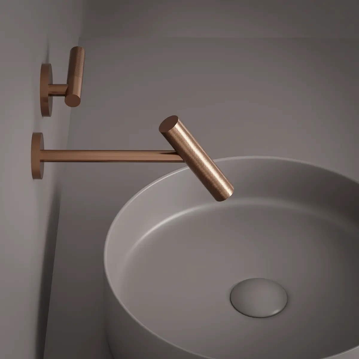 Mitigeur lavabo encastré, Doré rose brossé, Honfleur