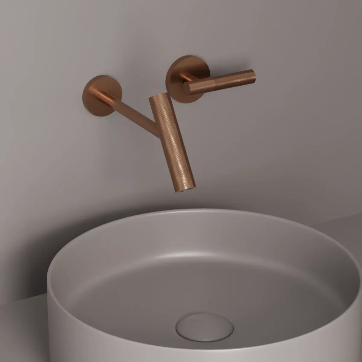 Mitigeur lavabo encastré doré rose