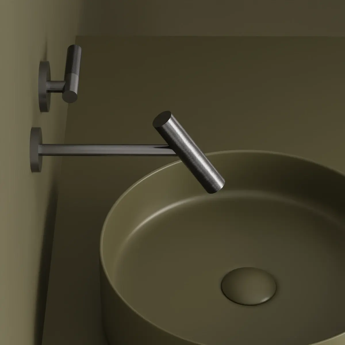 Mitigeur lavabo encastré, Gun métal, Honfleur