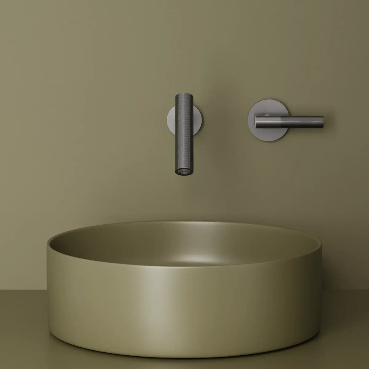 Mitigeur lavabo encastré, Gun métal, Honfleur