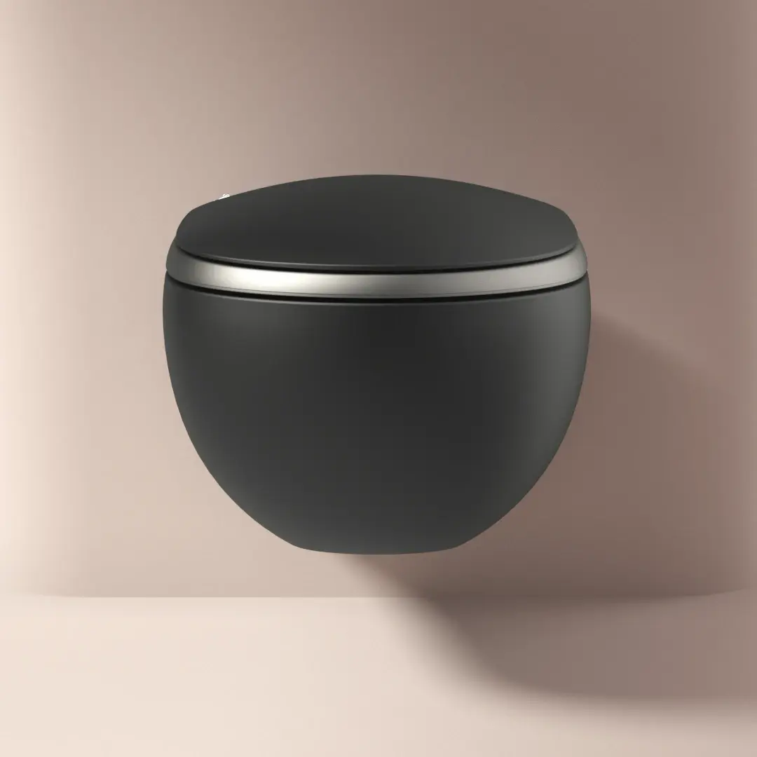 WC suspendu japonais noir mat, avec bâti support, Safari