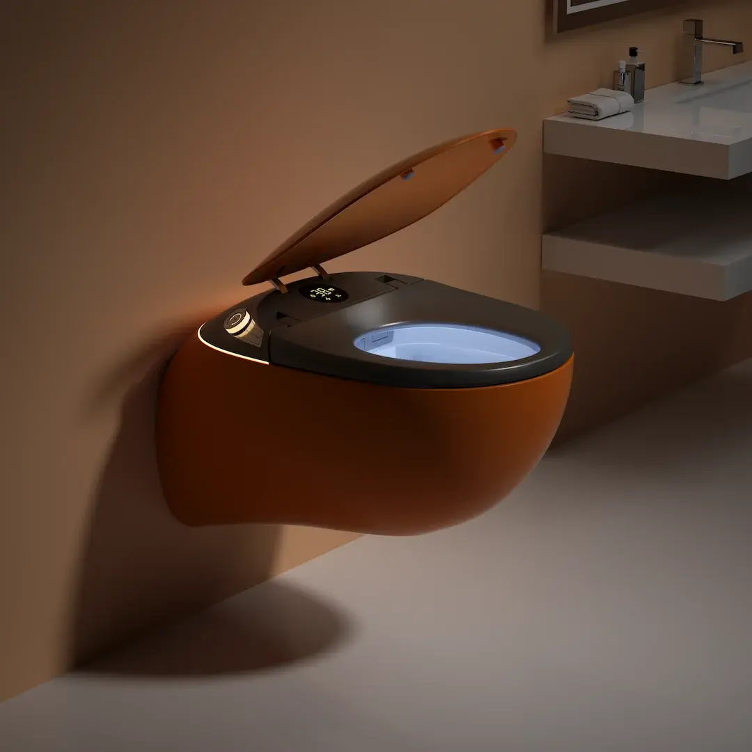 WC suspendu japonais noir mat, avec bâti support, Safari